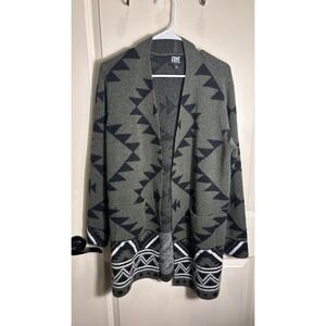 Frye Women's Medium Western Boho Open Front Cardigan Aztec Boho Cozy Knit Duster